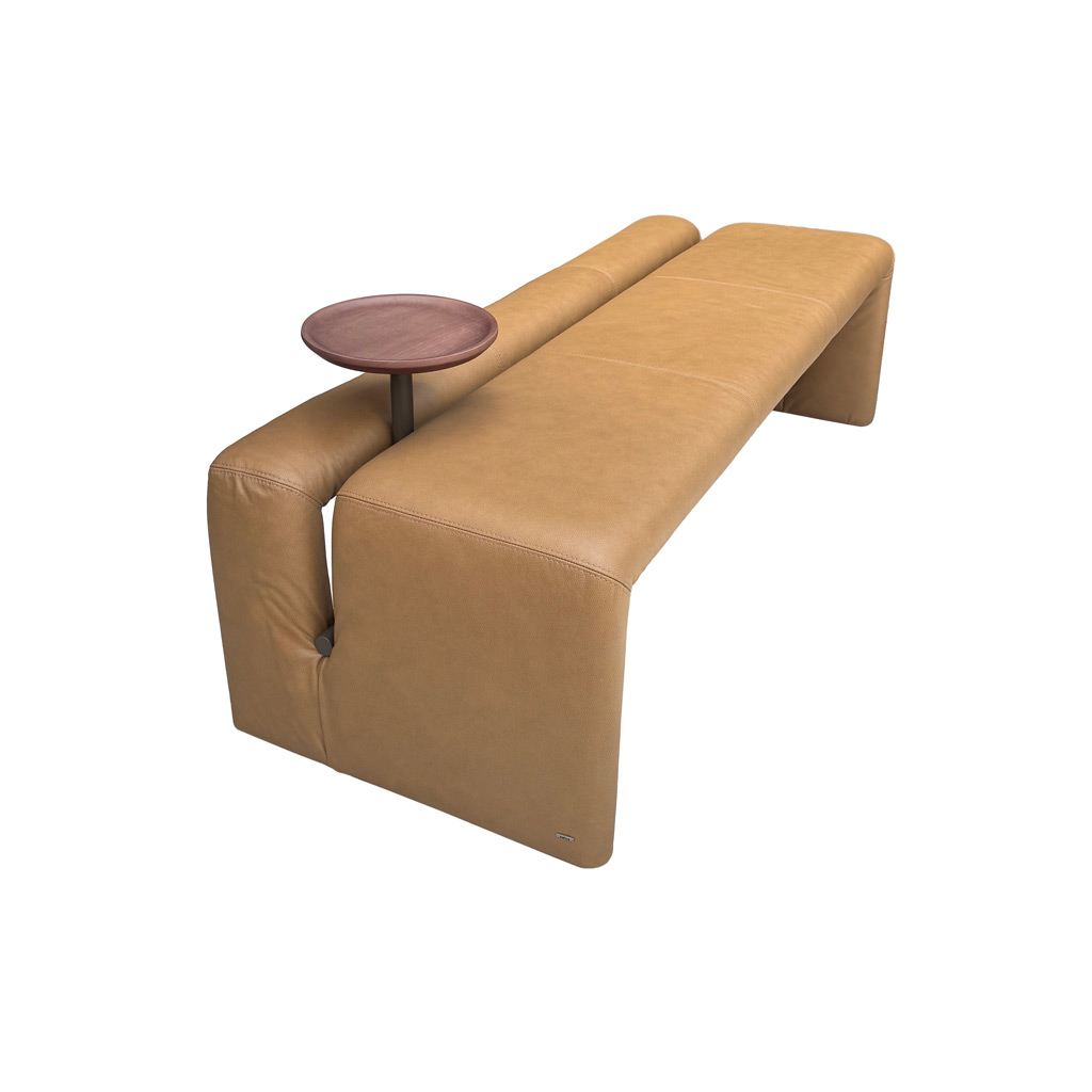 BANQUETA DE CUERO FRISO CASTAÑO