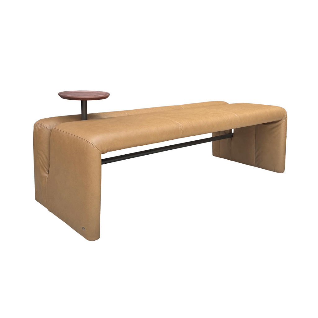 BANQUETA DE CUERO FRISO CASTAÑO