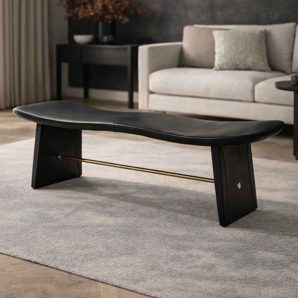 BANQUETA DE CUERO MAR PRETO