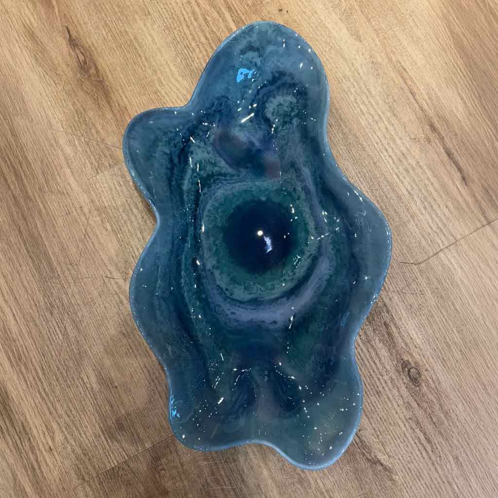 PLATÓN ONDULADO AZUL / PLOMO