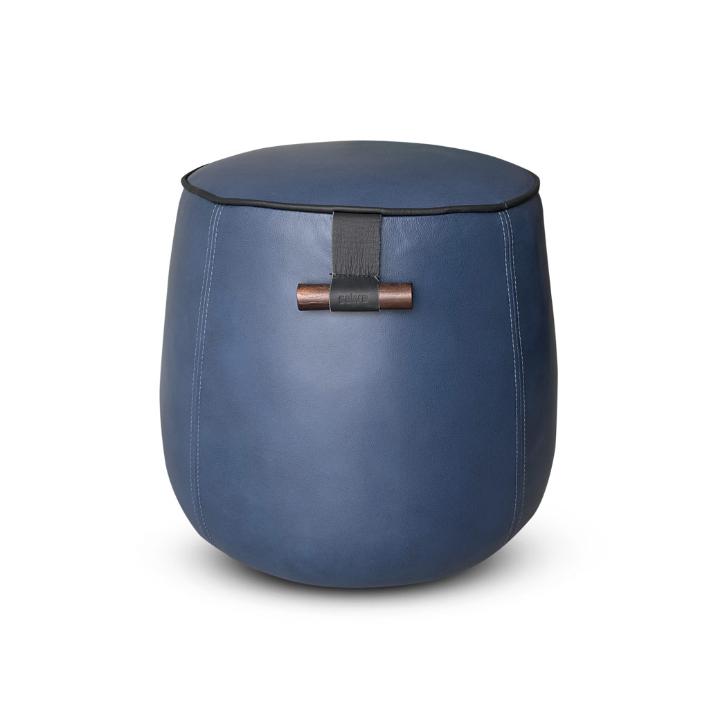 PUFF DE CUERO JATOBÁ AZUL