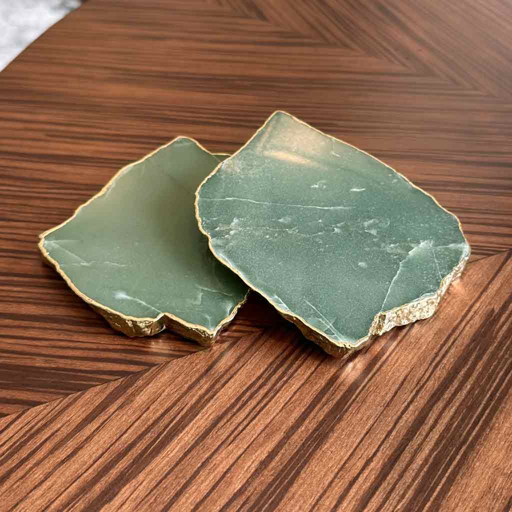 POSAVASOS DE CUARZO VERDE SET X2