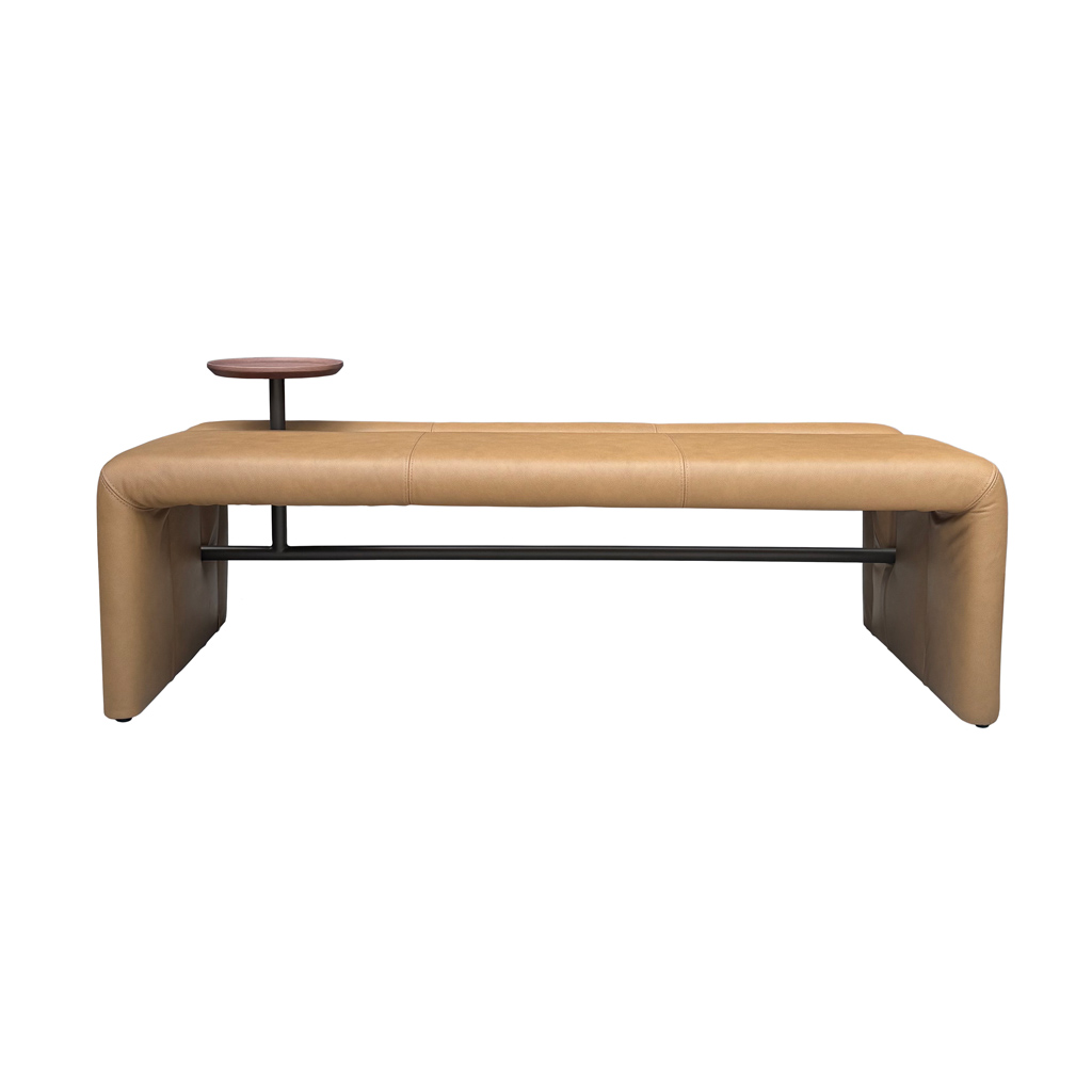 BANQUETA DE CUERO FRISO CASTAÑO