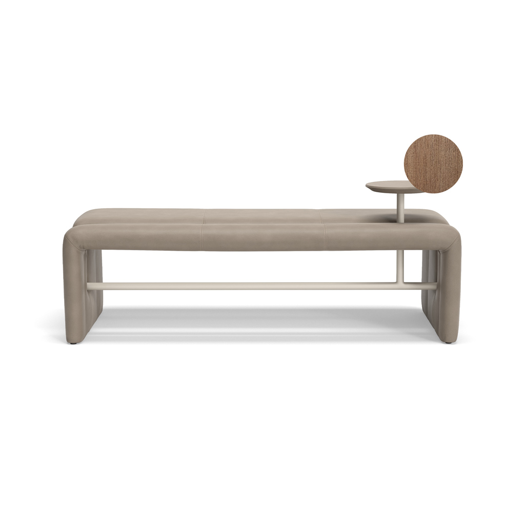 BANQUETA DE CUERO FRISO GRIS