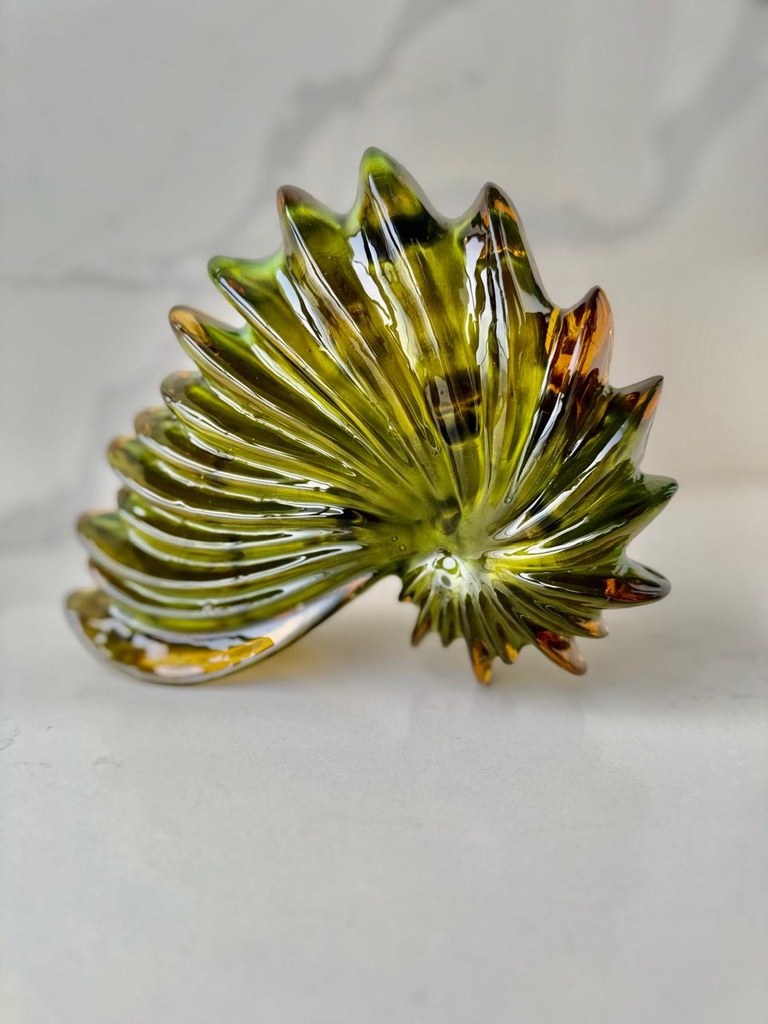 ESCULTURA CARACOL AMBAR Y VERDE