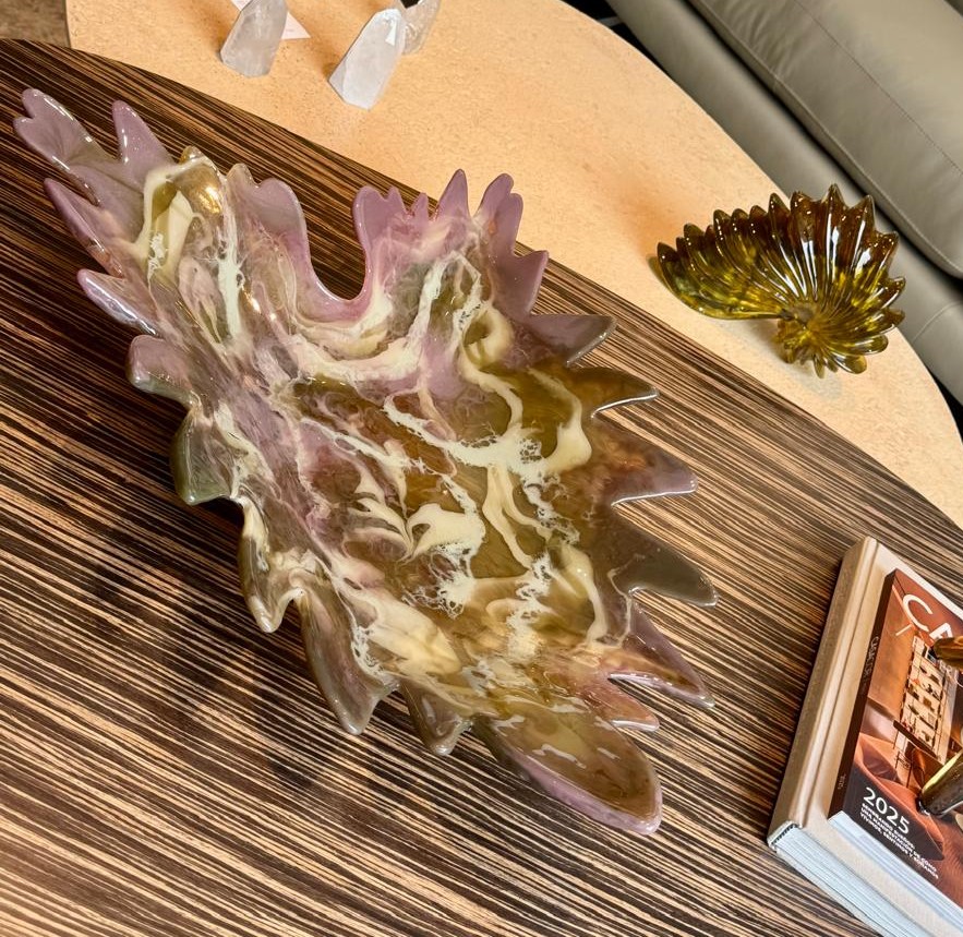 PLATÓN HOJA ELEFANTE PÚRPURA/MIEL