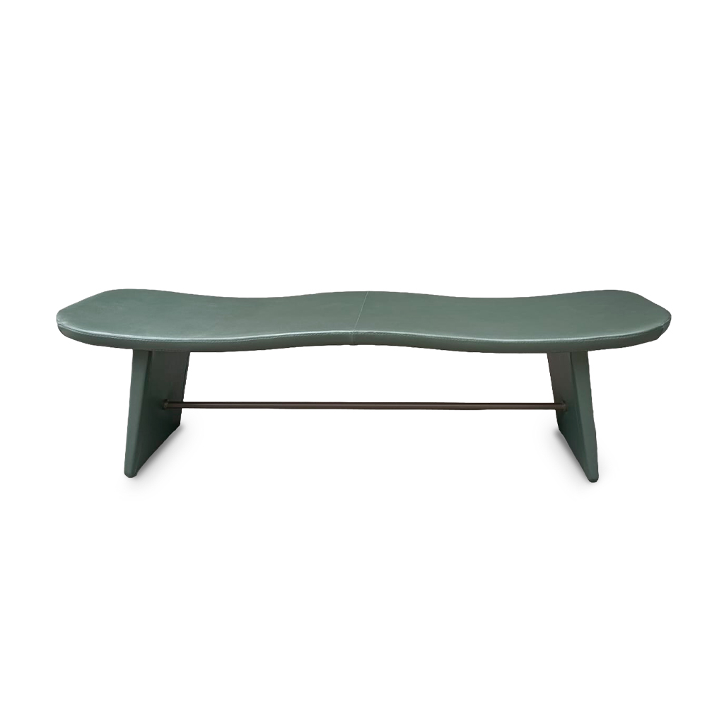 BANQUETA DE CUERO MAR OLIVA