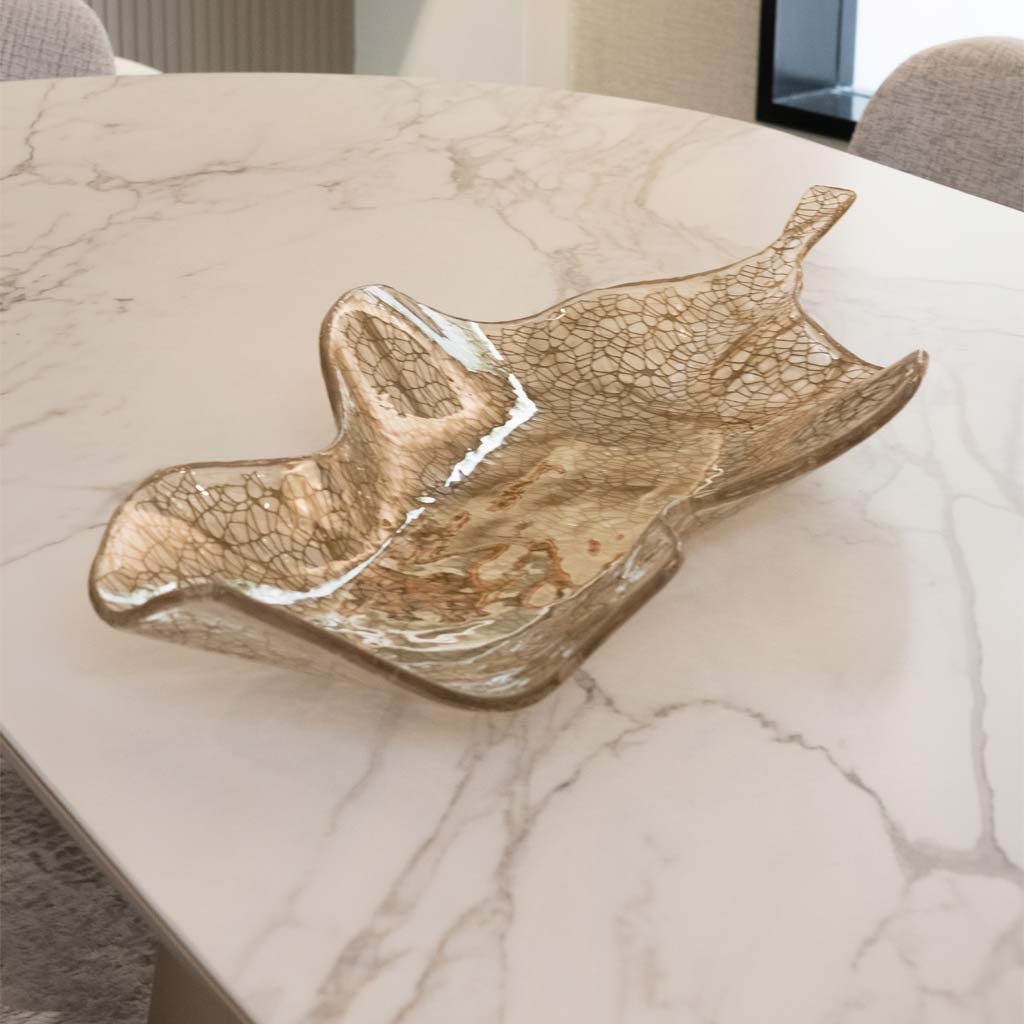 PLATÓN HOJA XXL TRASLÚCIDO Y DORADO