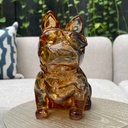ESCULTURA BULLDOG XL AMBAR/AZUL