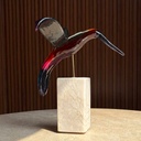ESCULTURA COLIBRI ROJO y AZUL CON BASE PIEDRA DE HUAMANGA
