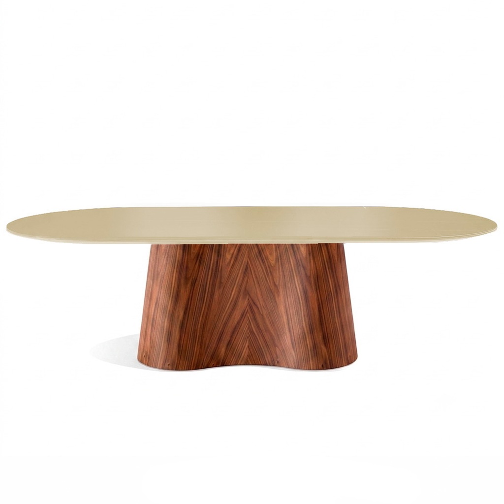 MESA DE COMEDOR OLIVER OVAL VIDRIO CAPUCHINO