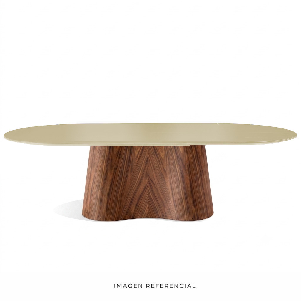 MESA DE COMEDOR OLIVER OVAL VIDRIO CAPUCHINO