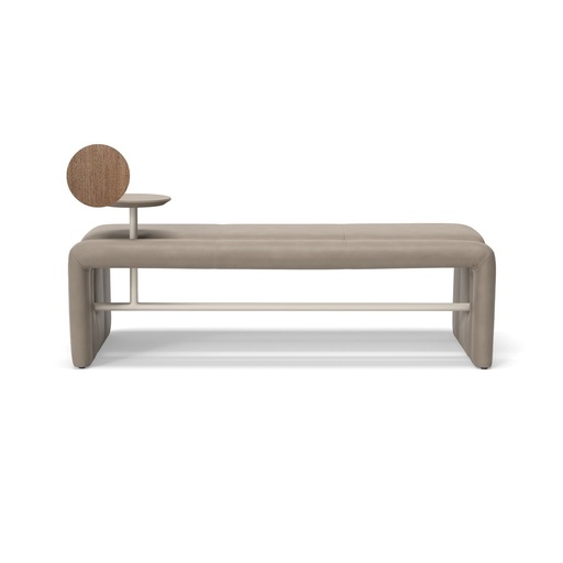 BANQUETA DE CUERO FRISO GRIS