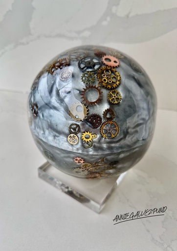 ESFERA PLATA CON ENGRANAJES