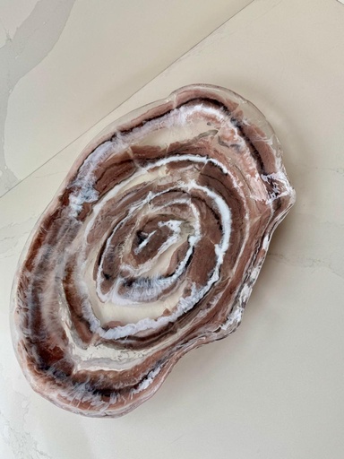 PLATÓN OVAL ROSA Y BLANCO