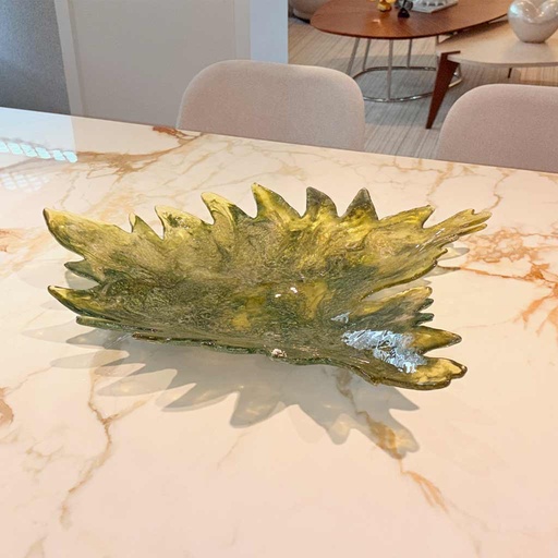 PLATÓN HOJA DE ELEFANTE VERDE METALIZADO