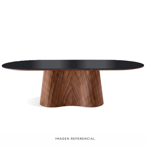 MESA DE COMEDOR OLIVER OVAL VIDRIO PRETO
