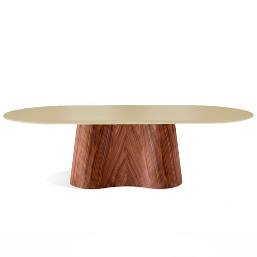 MESA DE COMEDOR OLIVER OVAL VIDRIO CAPUCHINO